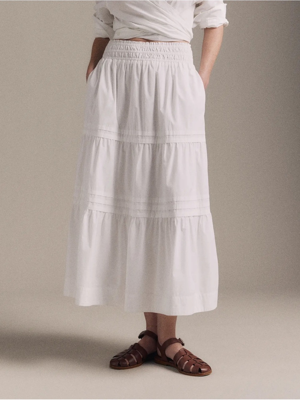 🤍NWOT Quince 100% Organic Cotton Poplin Tiered Maxi Skirt🤍